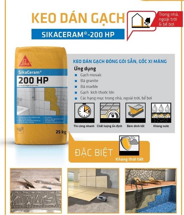 Keo dán gạch SikaCeram 200 HP được ứng dụng rộng rãi trong nhiều hạng mục công trình khác nhau