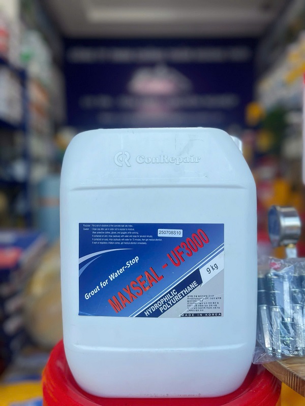 Maxseal UF3000 có độ nhớt thấp, dễ bơm, phản ứng nhanh trong 60–90 giây giúp keo nở đều và kiểm soát tốt